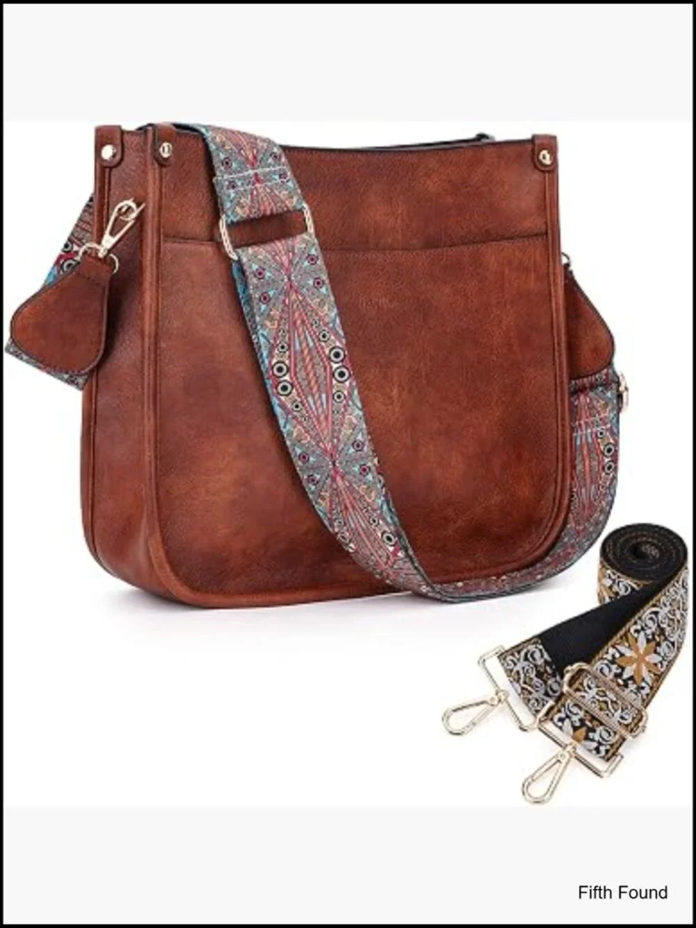 Trendy Vegan Leather Hobo Crossbody Bag with 2 Guitar Straps